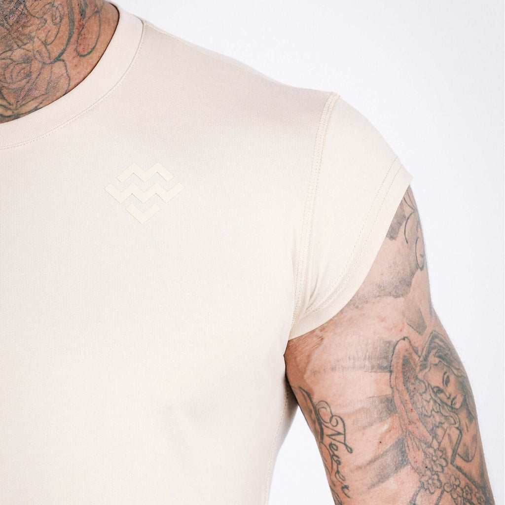 Flow Capped Sleeve T-Shirt (Off White) - Machine Fitness