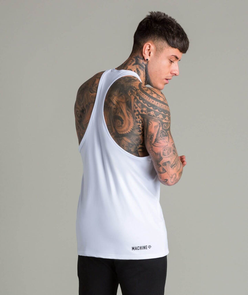 Machine Tech Fabric Stringer Vest (White) - Machine Fitness
