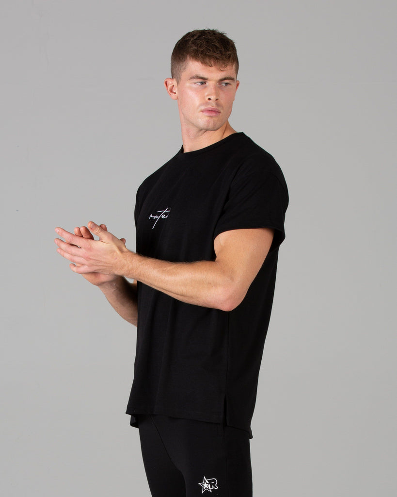 Rated Split Hem T-Shirt (Black) - Machine Fitness