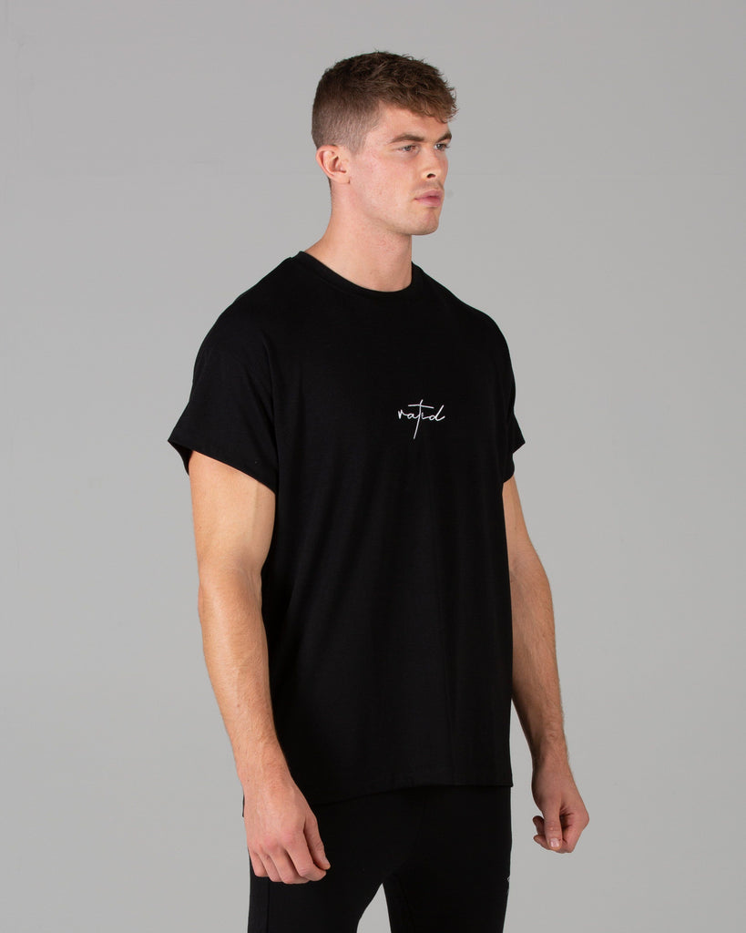 Rated Split Hem T-Shirt (Black) - Machine Fitness