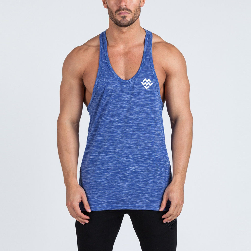 V2 Futura Small Logo Branded Stringer Vest (Sapphire Blue Slub) - Machine Fitness